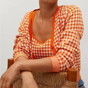 Mango gingham print knit crop tank top XXL